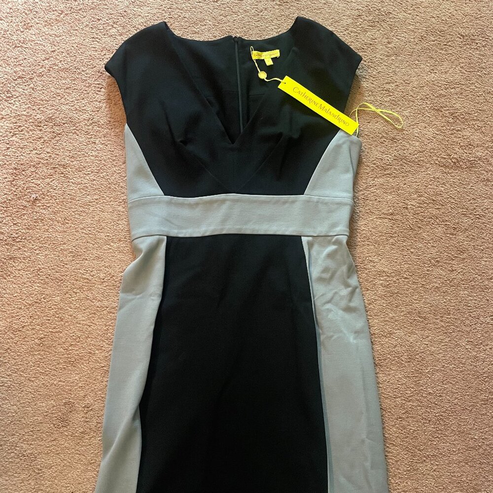 Catherine Malandrino Black and Gray Midi Dress